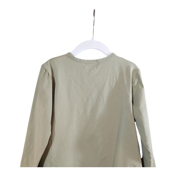 Kokao Paris Green Long Sleeve Crewneck T-shirt Ribbed Trim Casual Basic Girls' 5 - Picture 4 of 5